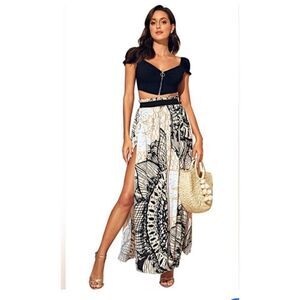 Tribal Print Split Skirt